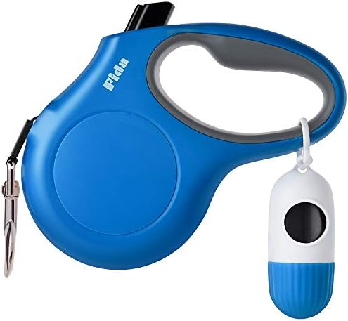 Fida Retractable Dog Leash with Dispenser and Poop Bags, 10 ft, Blue by Fida