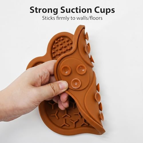 Lick Mat for Dogs & Cats, Slow Feeder Pad with Suction Cups Brown - Image 2