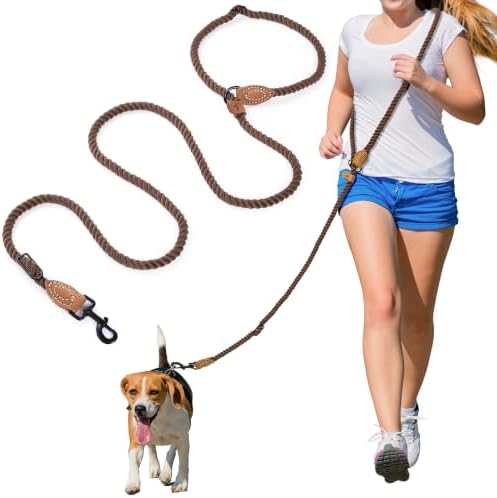 Mile High Life Hands Free Dog Leash, Crossbody Waist Leash with Genuine Leather Connection, Multifunctional Adjustable Slip Lead for Dog Walking Running (Dark Brown, 8FT) - Image 6