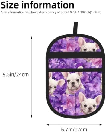 White French Bulldog Purple Floral Pet Hair Removal Glove For Cats Dogs - Image 3