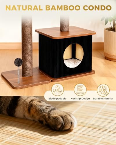 Small Cat Tree for Indoor Kittens, 30" Compact Modern Cat Tower - Image 2