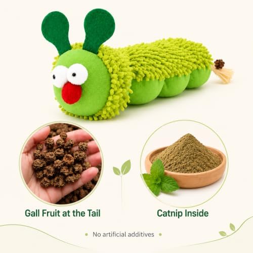 5-Piece Catnip Cat Toy Set with Plush Caterpillars & Silvervine Sticks - Image 6