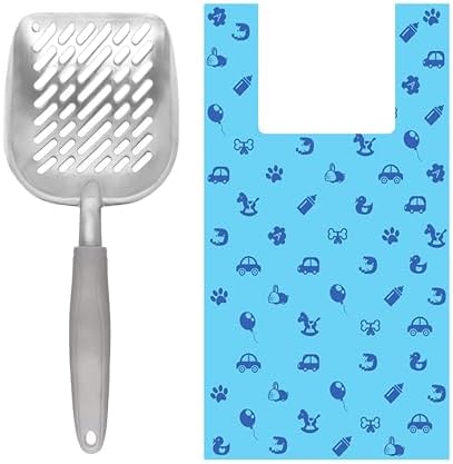 SunGrow Cat Litter Scoop and Bag Combo, Stainless Steel Deep Shovel, 60 Plastic Poop Bags with Easy-Tie Handles, Ideal for Felines & Dogs, 1 Set Per Pack by SunGrow