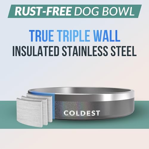 Coldest Dog Bowl - Anti Rust Metal, Non Slip, 3 Layers Insulated Stainless Steel Dog Bowls - Spill Proof & Heavy Duty - Water Bowl for Dogs, Cats & Pets, Dish Washer Safe (21 oz, Stardust Glitter) - Image 3