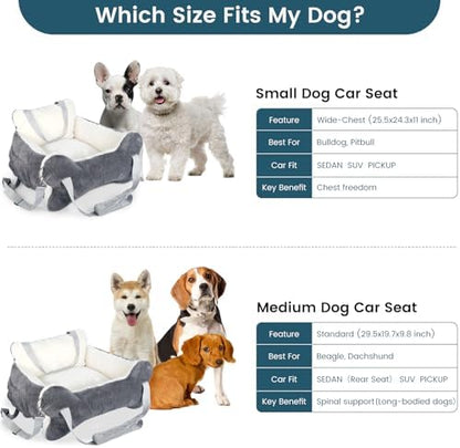 29.5"x19.7"x9.8" Dog Car Seat for Middle Dogs & Cats, Car Seat for Dogs with Plush Cushion, Non-Slip Bottom & Safety Leash, Cat & Dog Bed with Side Pocket for Sedan, SUV and Truck, Washable - Image 2