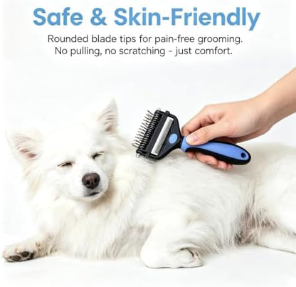 3-IN-1 Pet Grooming Tool - Undercoat Rake, Dematting Comb & Deshedding Brush for Cats & Dogs - Removes Mats - Image 3