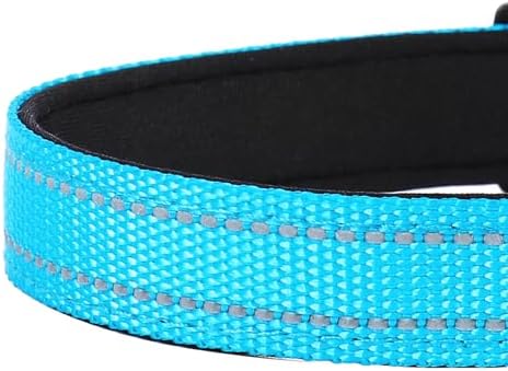 Reflective Dog Collar, Adjustable Soft Neoprene Padded,Sky Blue,L - Image 5