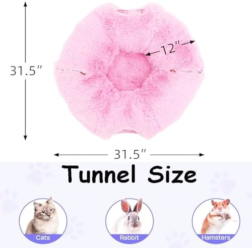 Cat Bed Tunnel Tube Toy Pink Plush - Image 2