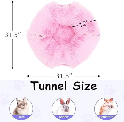 Cat Bed Tunnel Tube Toy Pink Plush - Image 2