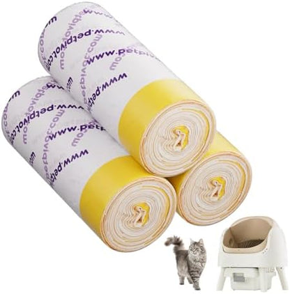 60 Count Automatic Cat Litter Box Liners - Compatible with Petpivot Autoscooper 11, Drawstring Design, Heavy Duty & Leak-Proof, Replacement Waste Bags（27.56"×16.14"） by Unknown