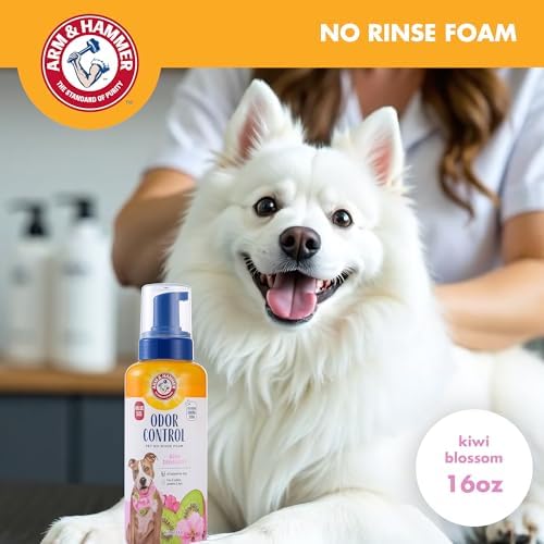Arm & Hammer for Pets Odor Control Pet No-Rinse Foam with Baking Soda, Kiwi Blossom Scent, Best Odor Eliminating Foam for Dogs and Puppies; Waterless Dog Deodorizer, 16 Fl Oz (Pack of 2) - Image 4