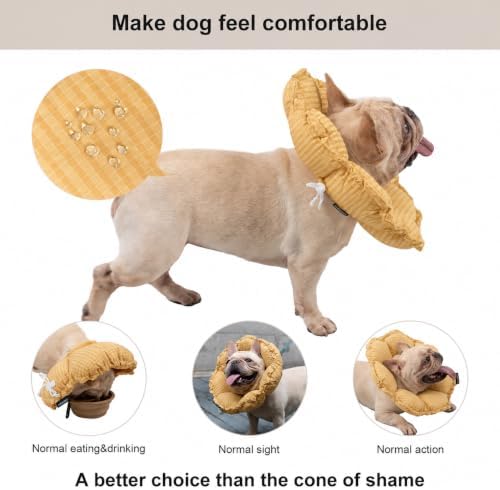 H HIDREAM Dog Cone Collar Stress-Free Recovery Cone Alternative: Adjustable Depth & Diameter for Wide-Neck Dogs (Pugs, Bulldogs, Bullies) Daisy Yellow XL-B - Image 3