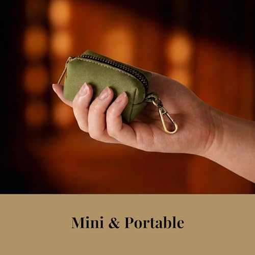 Didog PU Leather Dog Poop Bag Holder, Easy-Pull with Metal Clip, OliveGreen - Image 3