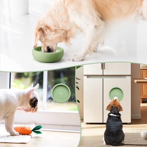 Dog Lick Bowl, Bestalk Anxiety Relief Lick Mat for Dogs, Non-Slip Freeze Licking Bowl Enrichment Puzzle Feeder for Distraction, BPA Free Silicone, Dishwasher Safe (Green,L) - Image 5