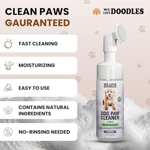Dog Paw Cleaner, No-Rinse, 3-in-1 Silicone Bristle Brush, Lavender, 5 oz - Image 2