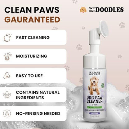 Dog Paw Cleaner, No-Rinse, 3-in-1 Silicone Bristle Brush, Lavender, 5 oz - Image 2