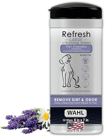 Wahl USA Pet Refresh Cleaning Wipes for Dogs, Lavender Chamomile, 50 ct by Wahl