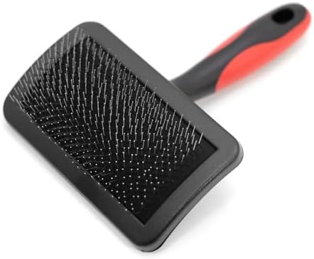 Jeffers Pet Hard Pin Universal Slicker Brush for Dogs, Cats, Horses – Firm Bristles Grooming Tool, Detangling, Tangle Free Coat, Mats, Shedding, Curved Head, Travel Friendly, Easy Storage - Medium by Jeffers