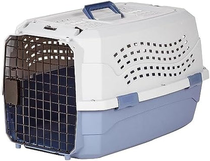 Amazon Basics Sturdy Portable 2-Door Top-Load Hard-Sided Pet Travel Carrier with Secure Ventilation, Handle, Front & Top Entry for Dogs, Cats, 22.8"L x 15"W x 13"H, Gray & Blue by AmazonBasics
