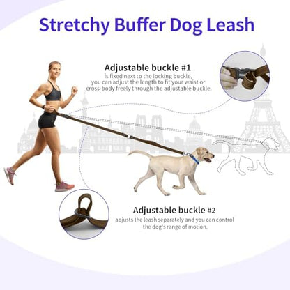 Hands Free Dog Leash by Kazazoo, Adjustable 5.5-8.5ft Waist & Crossbody Leash with Quick Off Buckle, Reflective Stitches for Walking, Jogging,Medium to Large Dogs M Size Brown - Image 5