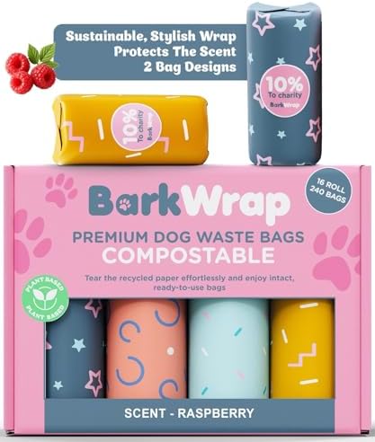 240 Compostable Dog Poop Bags Rolls Raspberry Scented Extra Thick Leak-Proof Dog Waste Bags With Easy Open Design Durable Doggy Bags For Pet Waste Pickup Refill Standard Dispenser 10% To Charity by Unknown