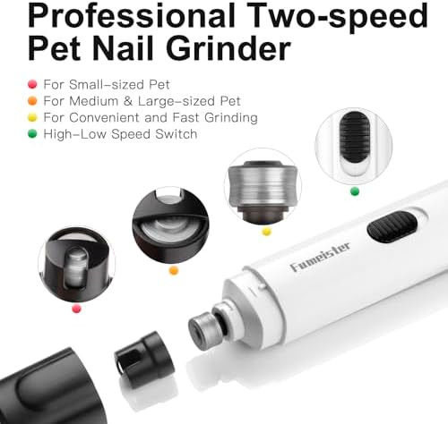 Pet Nail Grinder for Dogs - Quiet 2-Speed Type-C Rechargeable Dog Nail Trimmer, Low Noise Paw Grooming for Dogs & Cats (White) - Image 2