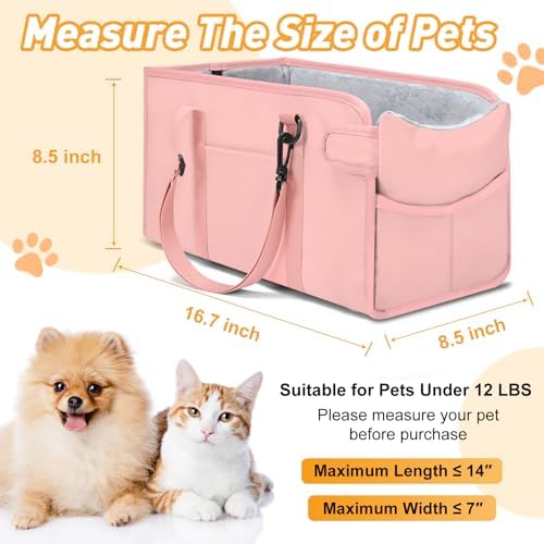 Portable Dog Car Seat for Small Dogs, Puppy Car Seat, Pink - Image 2