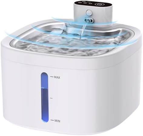 Cat Water Fountain Wireless: 118oz/3.5L Battery Operated Pet Water Fountain for Cats Indoor with Motion Sensor, Quiet Automatic Fountain with Stainless Steel Tray(8Filters) by Jaojcoe