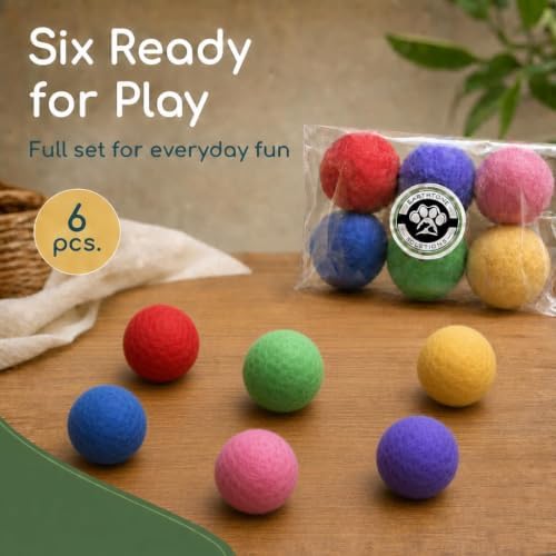 Wool Cat Balls - Safe Silent Felt Ball Toys - Fun Colorful Soft Quiet Wool Kitty Toys - Unique for Cat Lovers - 6 PCS Hand Made in Nepal - Image 6