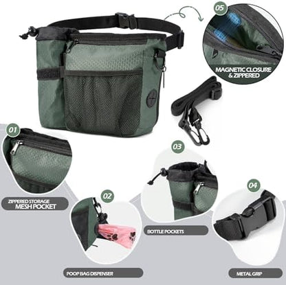 Dog Treat Training Pouch Built-in Poop Bag & Side Pocket Dispenser - Image 2
