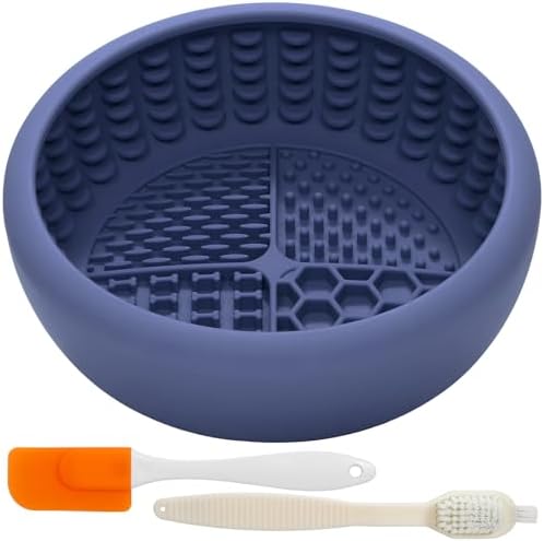 Dog Lick Bowl for Large Dogs, Lick Mat, Slow Feeder Lick Bowl with Brush and Scraper,Strong Suction, Freeze Licking Bowl for Anxiety Relief, Enrichment & Distraction, Dishwasher Safe 7.6 * 3.5 inch by KASBAH