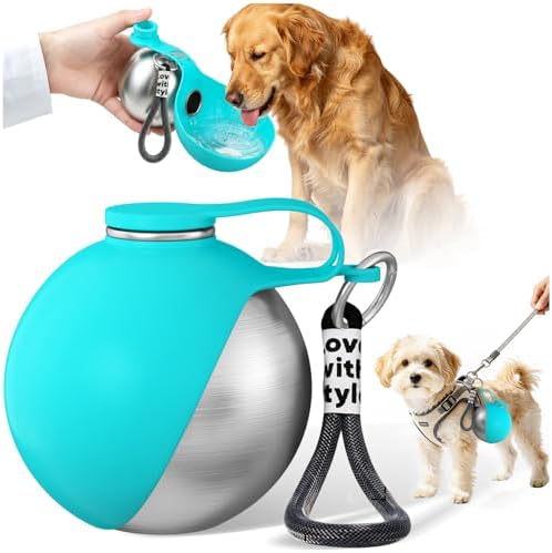 2 in 1 Dog Water Bottle with Bowl, 10oz Stainless Steel - Blue by Unknown