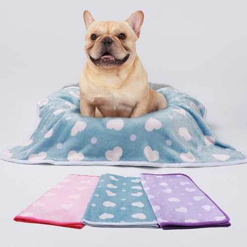 1 Pack 3 Blankets Super Soft Cute Dot Pattern Pet Blanket Flannel Throw for Dog Puppy Cat Purple/Pink/Cyan Small - Image 5