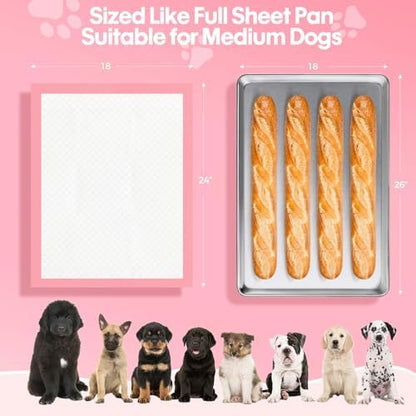 BinetGo Pink Disposable Pee Pads for Dogs, 50 Count 18” x 24” Medium Wee Wee Pads for Urine, Extra Absorbent Unscented Puppy Pads, Pet Training Pads for Dogs, Pink Doggy Pee Pads for Indoors - Image 5