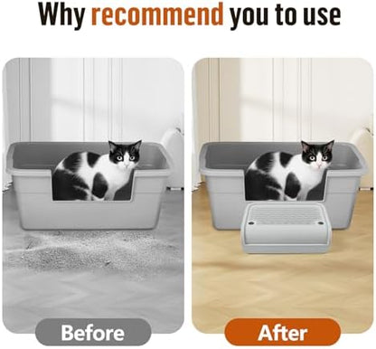 Cat Step for Litter Box, Litter Box Ramp with Filter Function, Light Grey - Image 6