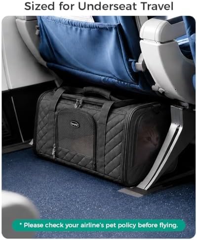 Cat Carrier Airline Approved, Soft Pet Carrier, 17x11x9.5 in, Black - Image 3