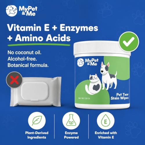 My Pet & Me Dog Eye Wipes – 120 Ct Eye Wipes for Dogs & Cats | Tear Stain Remover for Discharge & Crust | Fragrance-Free, Alcohol-Free with Vitamin E | Hypoallergenic Unscented No-Rinse Pads - Image 3