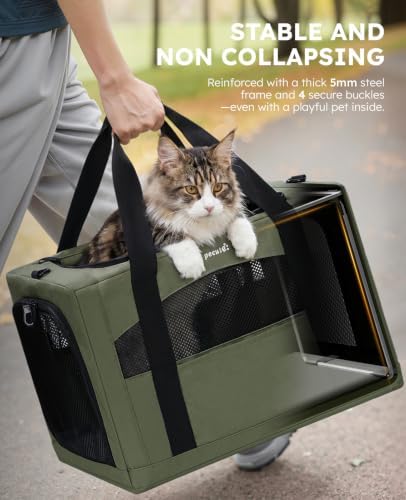 Pecute Cat Carrier Stable, Pet Carrier with Privacy Partition,Green - Image 3