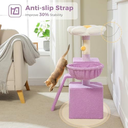 PETEPELA Cactus Cat Tree for Kittens & Small Cats, 32in Cat Tower,Purple - Image 4