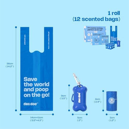 Deo Doo Dog Poop Bags with Handles & Holder, 9 Rolls 108 Count, Iris Scent - Image 3