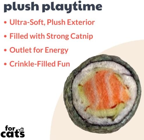Huxley & Kent Plush Crinkle Catnip Cat Toy, Classic Sushi - Image 2