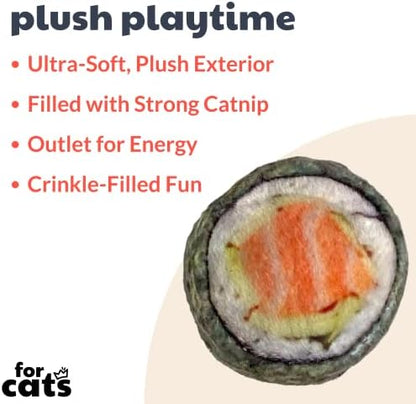 Huxley & Kent Plush Crinkle Catnip Cat Toy, Classic Sushi - Image 2