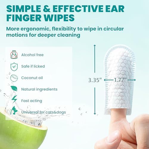 MEDUWEDU Wider Ear Cleaner Finger Wipes 60 Counts, Dog Ear Cleaner, Grooming Kit Care for Dogs and Cats,Otic Cleaning Pads, Remove Wax, Dirt & Stop Smelly, Itchy, Non-Irritating, Coconut Scent - Image 5