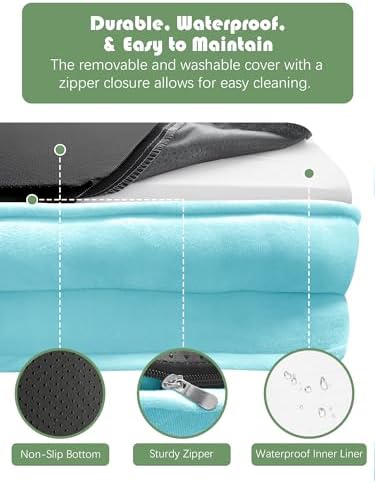 Spotted Play Orthopedic Dog Bed with Sides - Sofa Beds for Large Dogs, Supportive Foam Pet Couch Bed with Washable Removable Cover, Waterproof Lining and Non-Slip Bottom, Ice Blue - L - Image 6