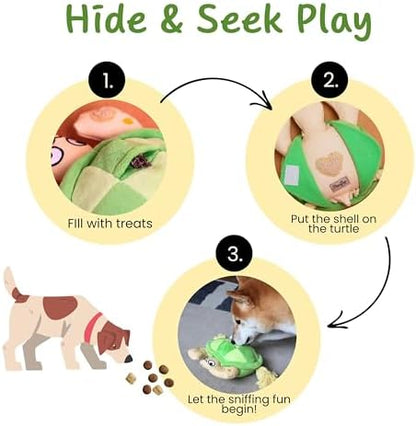 Interactive Dog Toys, Durable Chew Squeaky Tug of War Toys for Large Medium Small Dogs, Snuffle Puppy Toy for Teeth Cleaning, 2 in 1 Puzzle Toy, Birthday Gift -Turtle - Image 6
