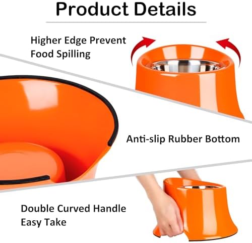 Tilted Elevated Dog Bowls Non-Slip & Non-Spill Pet Feeder with Elevated Detachable Melamine Stand, High Capacity Tilted Dog Bowl for Medium Small Size Dogs M/2 Cup Orange - Image 4