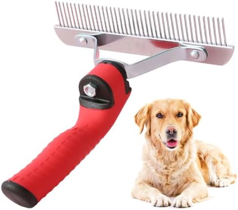 Pet Deshedding Rake Comb for Large Dogs Undercoat Grooming Brush by OCTCHOCO