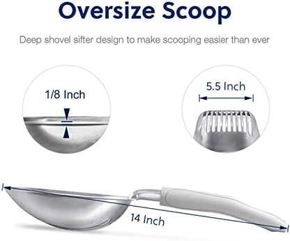 WePet Cat Litter Scoop, Aluminum Alloy Sifter, Kitty Metal Scooper, Deep Shovel, Long Handle, Poop Sifting, Kitten Pooper Lifter, Durable, Heavy Duty, for Litter Box - Image 2