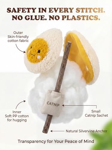Cat Plush Toy [6000mg A+ Natural Catnip & Silvervine] with Teething Stick - Image 3