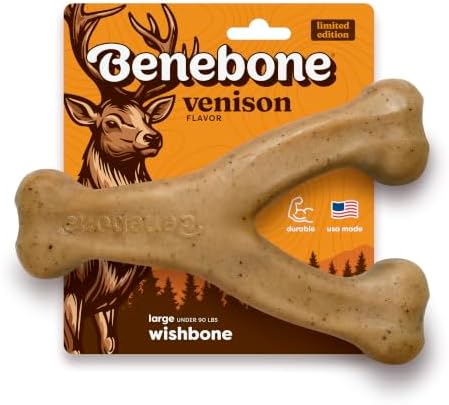 Benebone Wishbone Dog Chew Toy for Aggressive Chewers, Venison, Large by Benebone